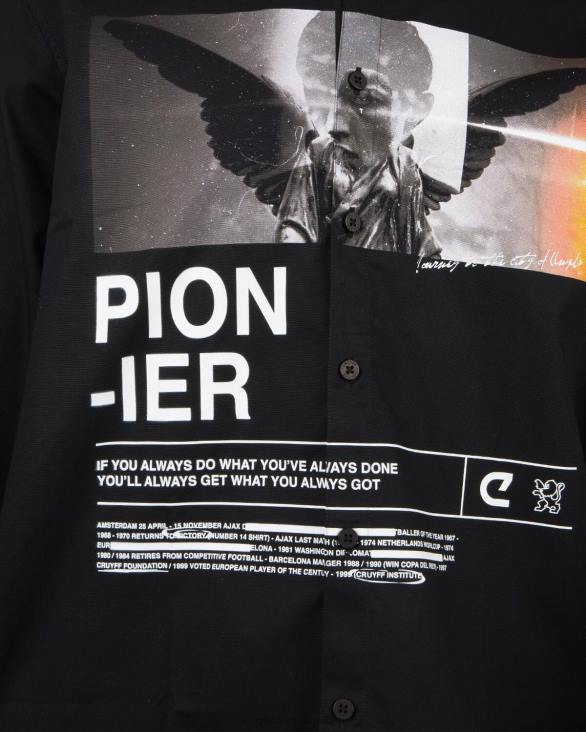 ro Cruyff cămașă cu imprimeu siva negru ZBZ0888 bărbați cămaşă