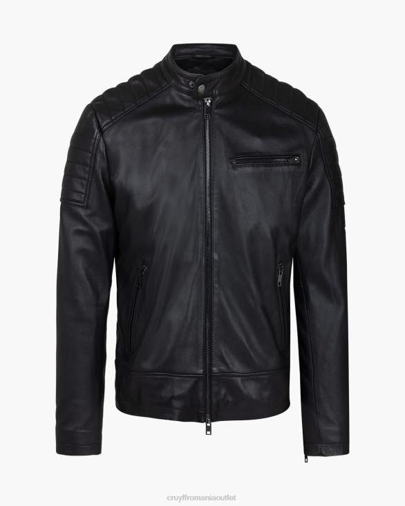 ro Cruyff geacă biker din piele cristobal negru ZBZ0690 bărbați sacou