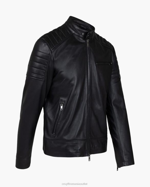 ro Cruyff geacă biker din piele cristobal negru ZBZ0690 bărbați sacou
