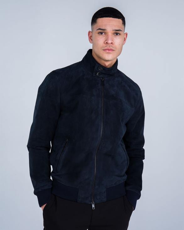 ro Cruyff jachetă harrington din piele de căprioară marina ZBZ0685 bărbați sacou