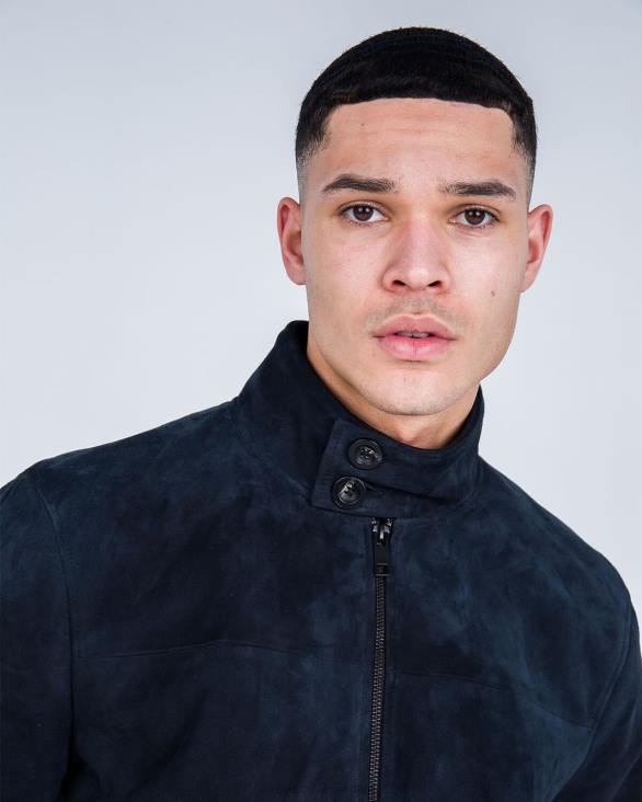 ro Cruyff jachetă harrington din piele de căprioară marina ZBZ0685 bărbați sacou