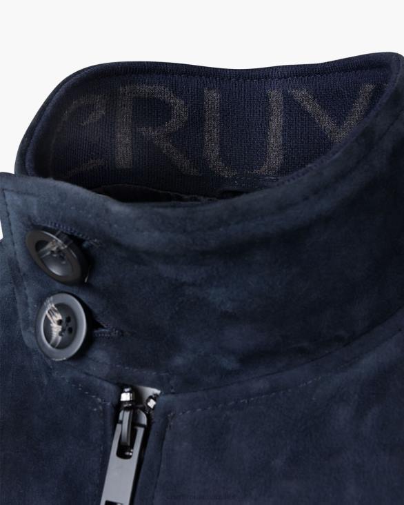 ro Cruyff jachetă harrington din piele de căprioară marina ZBZ0685 bărbați sacou