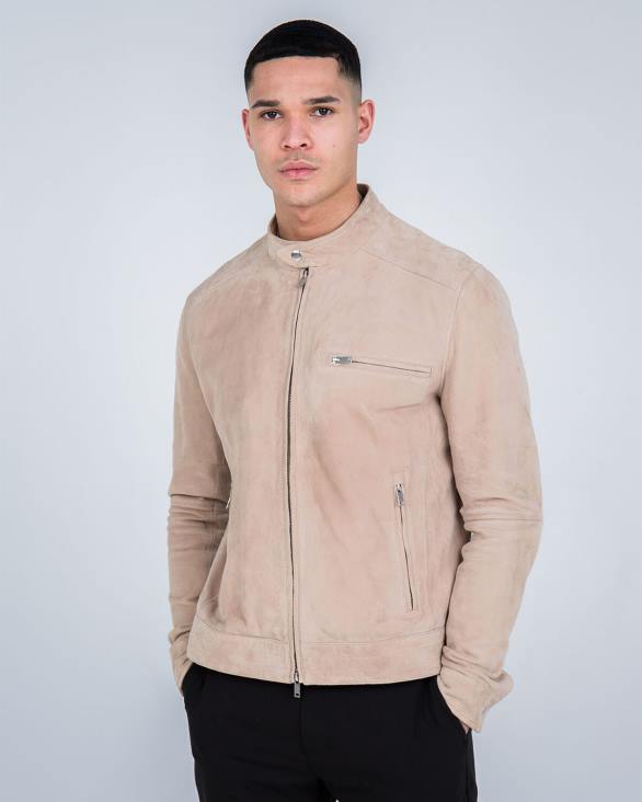 ro Cruyff jacheta biker din piele intoarsa esteban cremă ZBZ0708 bărbați sacou