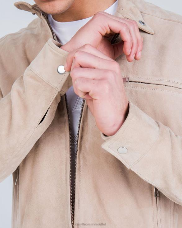 ro Cruyff jacheta biker din piele intoarsa esteban cremă ZBZ0708 bărbați sacou