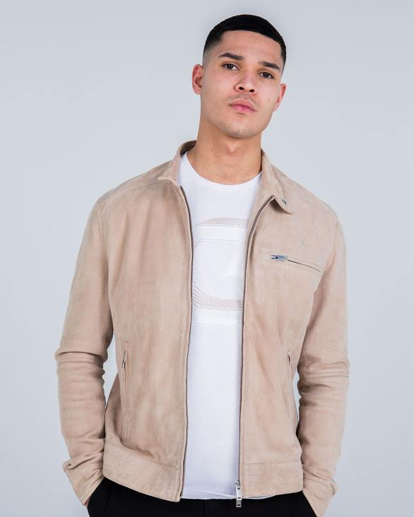 ro Cruyff jacheta biker din piele intoarsa esteban cremă ZBZ0708 bărbați sacou
