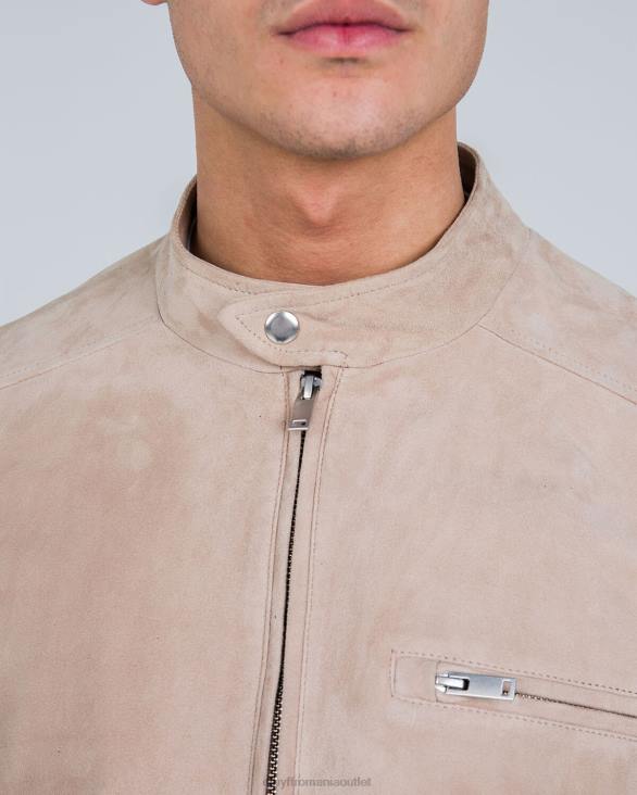 ro Cruyff jacheta biker din piele intoarsa esteban cremă ZBZ0708 bărbați sacou