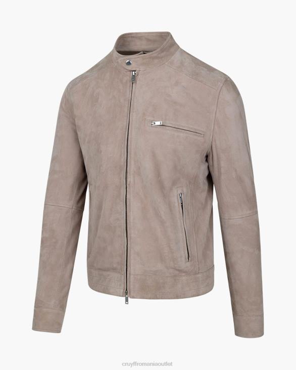 ro Cruyff jacheta biker din piele intoarsa esteban cremă ZBZ0708 bărbați sacou