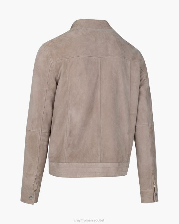 ro Cruyff jacheta biker din piele intoarsa esteban cremă ZBZ0708 bărbați sacou