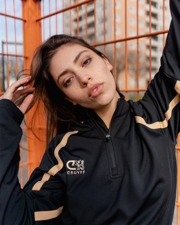 ro Cruyff tech turn jumătate fermoar negru/auriu ZBZ0663 bărbați hanorac cu gluga