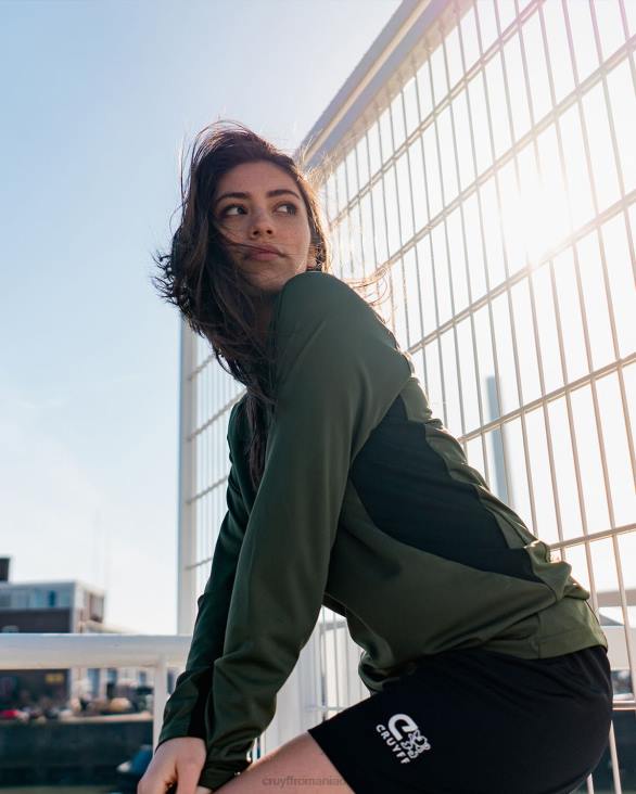 ro Cruyff tech turn jumătate fermoar verde/negru ZBZ0662 bărbați hanorac cu gluga