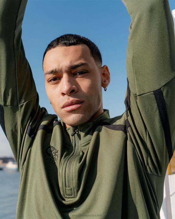 ro Cruyff tech turn jumătate fermoar verde/negru ZBZ0662 bărbați hanorac cu gluga